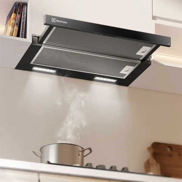 Depurador de Ar Electrolux 60cm Retrátil Preto Efficient com Luz de Led (DE6RP)