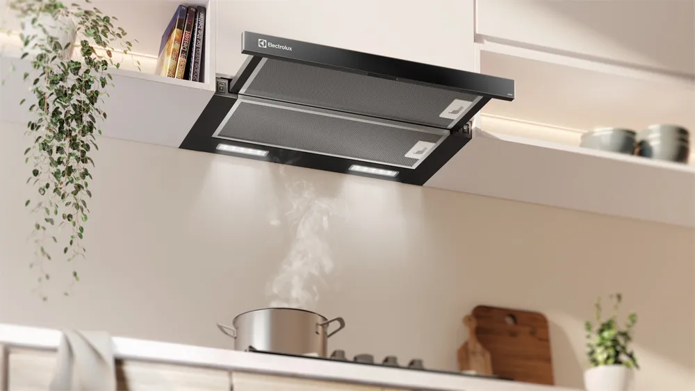 Depurador de Ar Electrolux 60cm Retrátil Preto Efficient com Luz de Led (DE6RP)
