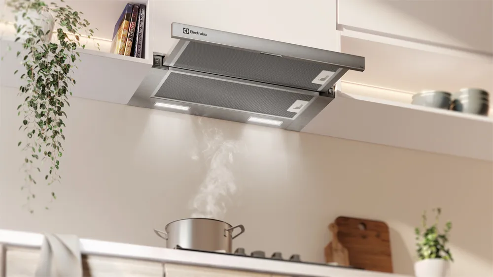Depurador de Ar Electrolux 60cm Retrátil Inox Efficient com Luz de Led (DE6RX)