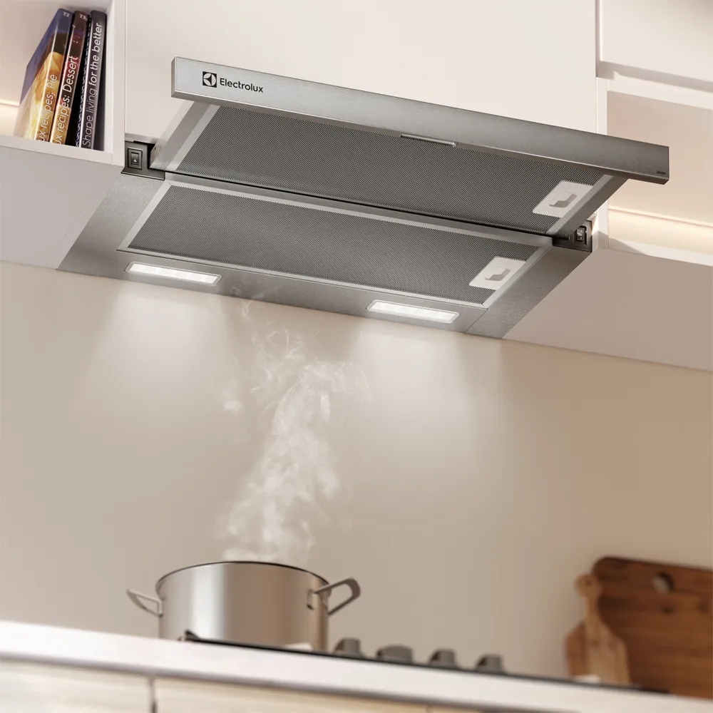 Depurador de Ar Electrolux 60cm Retrátil Inox Efficient com Luz de Led (DE6RX)