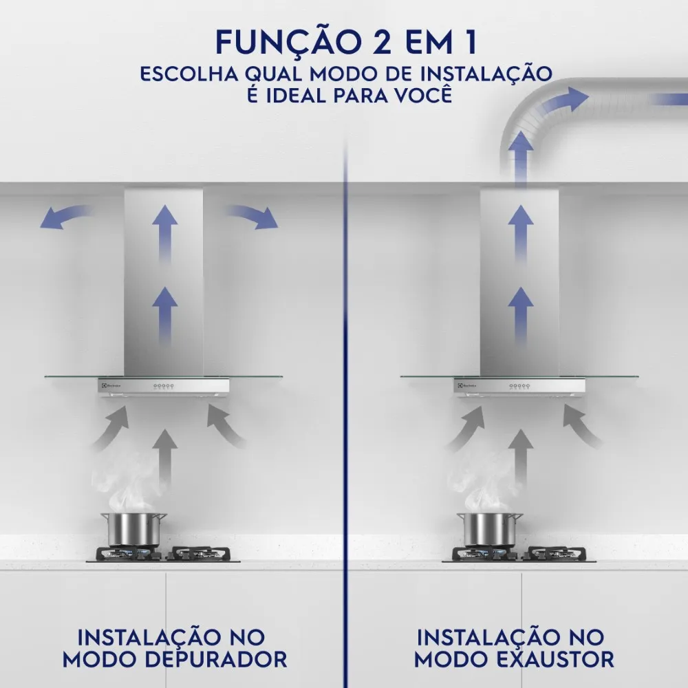 Coifa de Parede Electrolux 90cm de Vidro Efficient com Luz de Led (CE9VX)