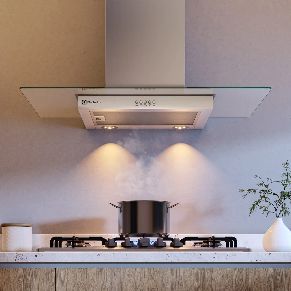 Coifa de Parede Electrolux 90cm de Vidro Efficient com Luz de Led (CE9VX)