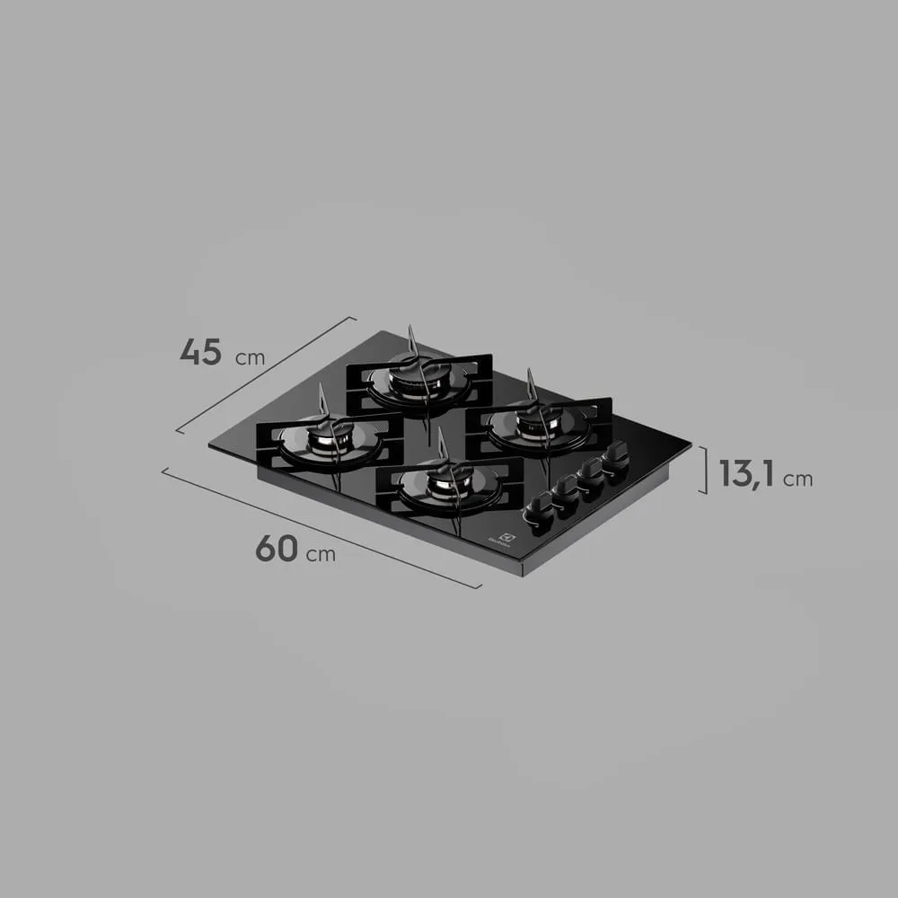 Kit Cooktop 4 Bocas a Gás Efficient (KE4GR) + Forno de Embutir Elétrico 50L Experience (OE5EA) Electrolux