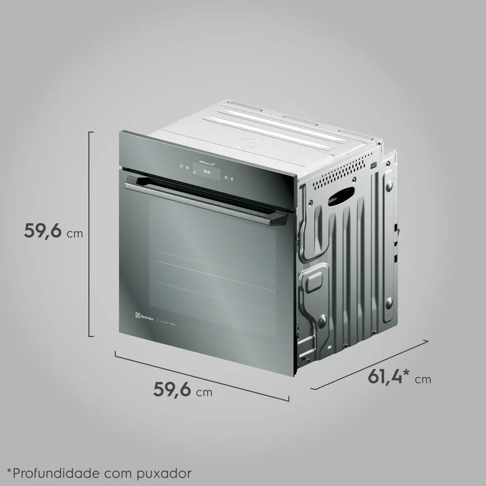 Forno de Embutir Electrolux Elétrico 80L Home Pro c/ AirFryer, Wi-Fi e VaporBake Espelhado (OE9XS)