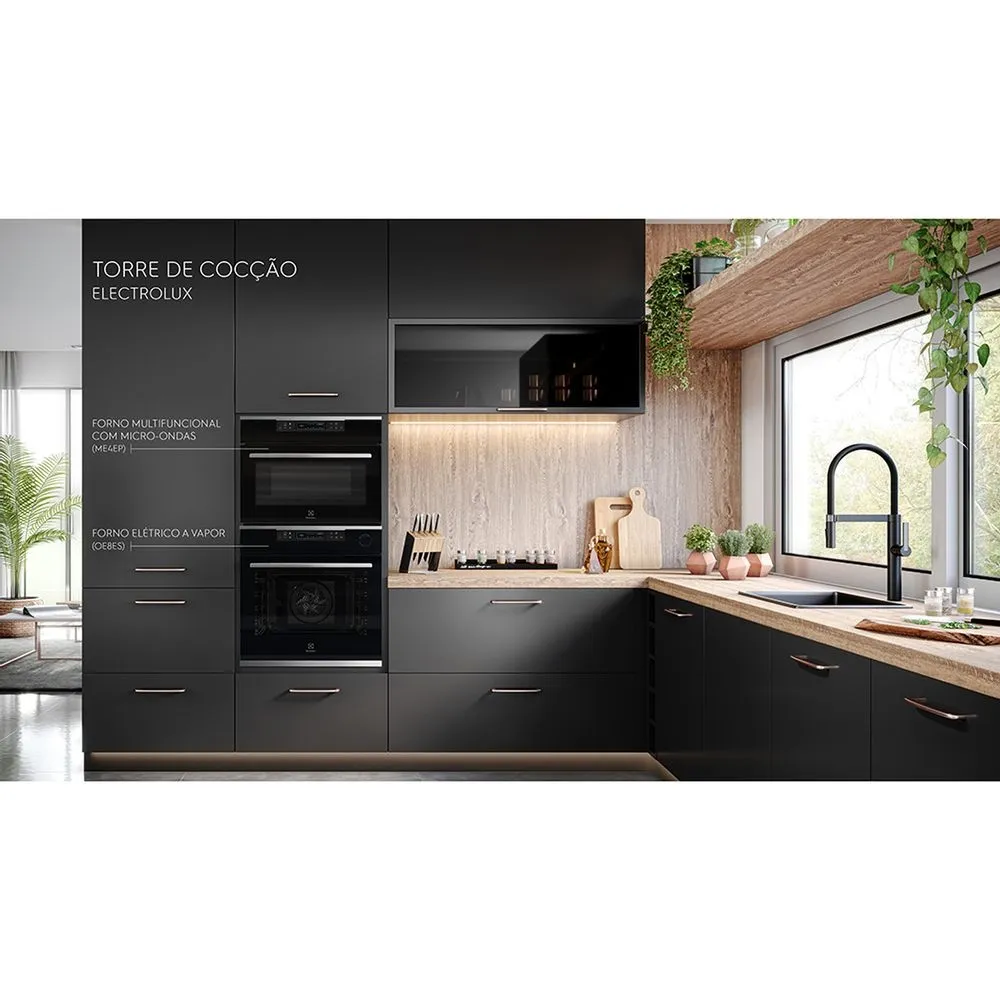 Forno de Embutir Electrolux Elétrico 72L a Vapor com FoodSensor Preto (OE8ES)