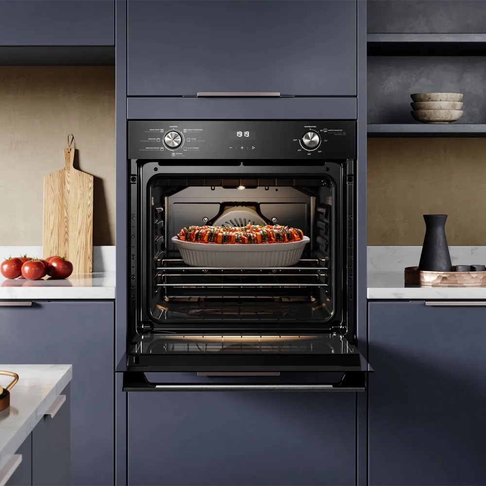 Forno de Embutir Electrolux Elétrico 80L Efficient com PerfectCook360 Preto (OE8EH)