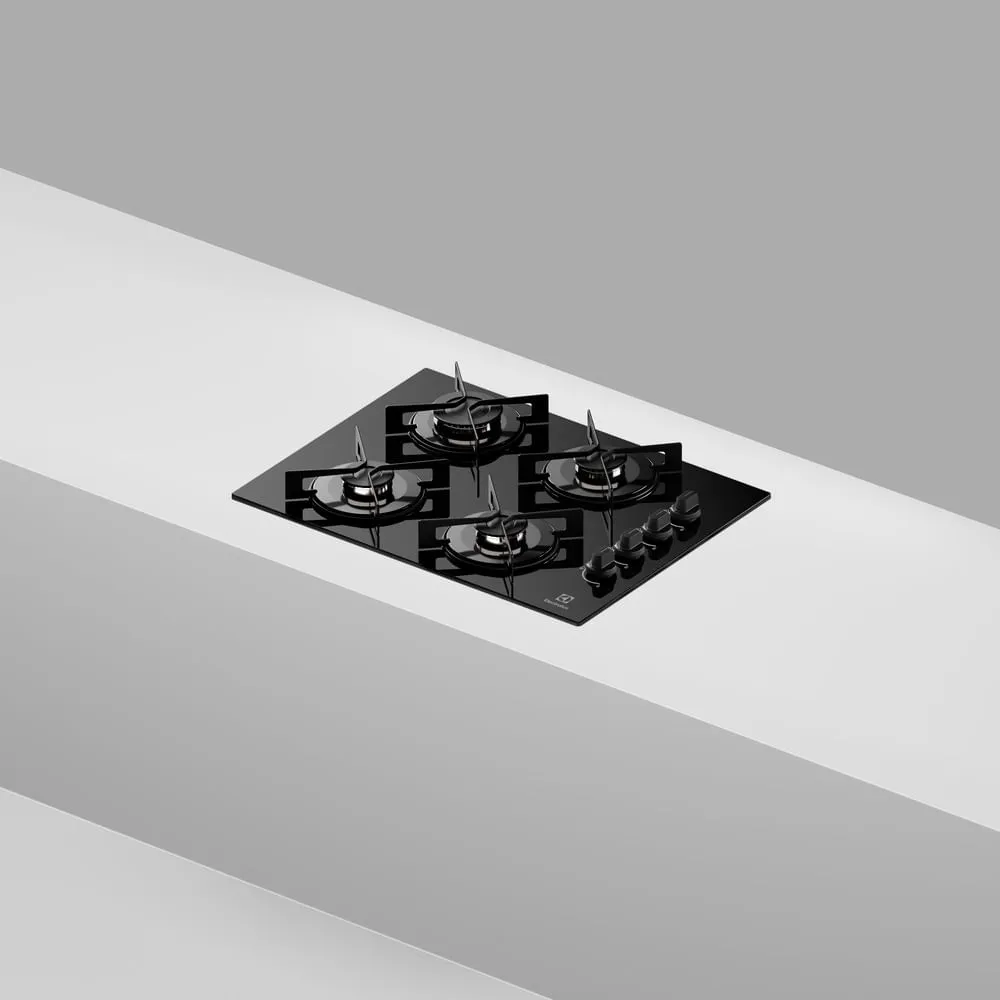 Cooktop 4 Bocas a Gás Electrolux Mesa de Vidro Efficient Grade de Aço Fosco (KE4GR)