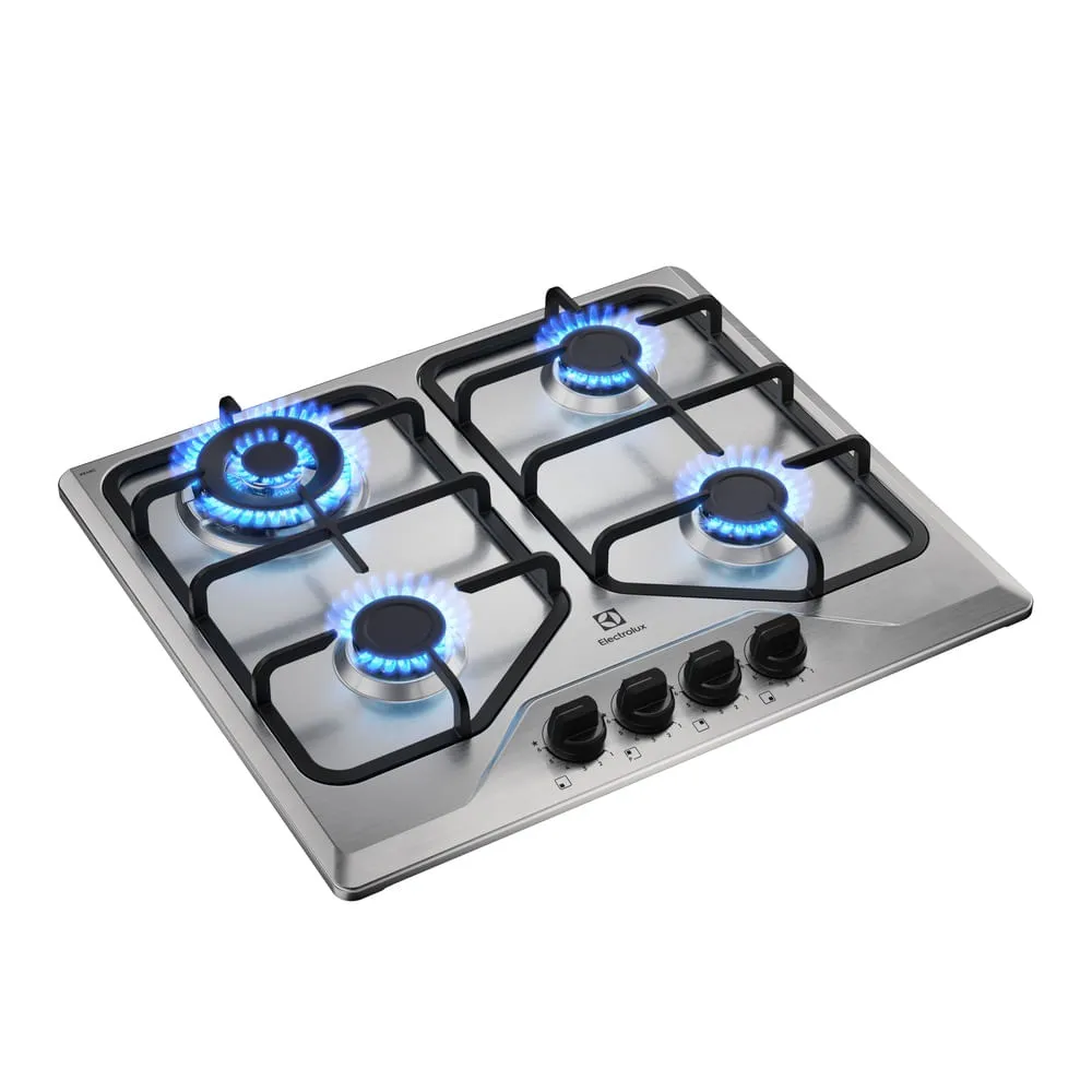 Cooktop 4 Bocas a Gás Electrolux Inox Experience Multi Chama e Grade Ferro Fundido (KE4XC)