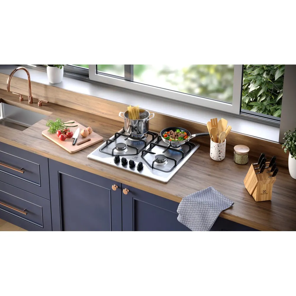 Cooktop 4 Bocas a Gás Electrolux Inox Experience Multi Chama e Grade Ferro Fundido (KE4XC)