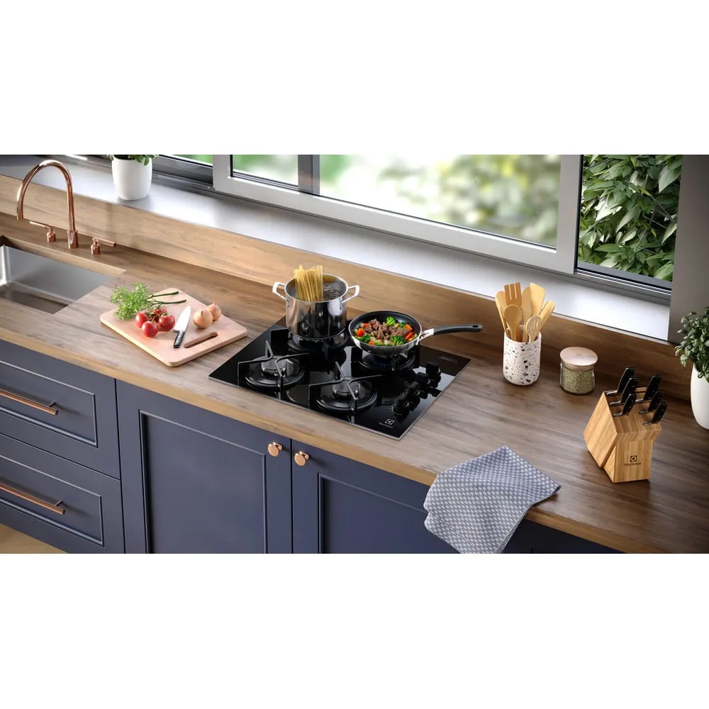 Cooktop 4 Bocas a Gás Electrolux Mesa Vidro Experience Tripla Chama e Grade de Ferro (KE4GC)