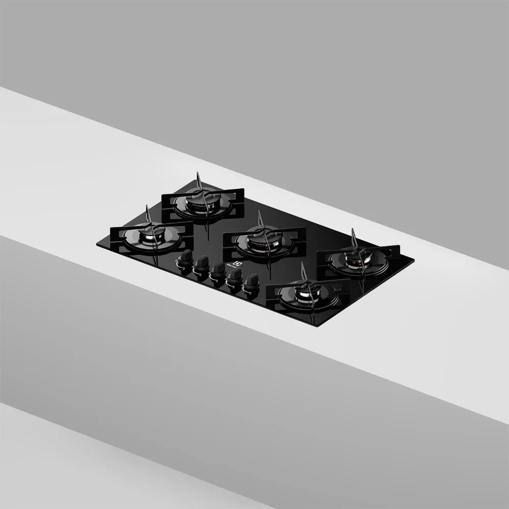 Cooktop 5 Bocas a Gás Electrolux Mesa de Vidro Efficient Grade de Aço Fosco (KE5GR)