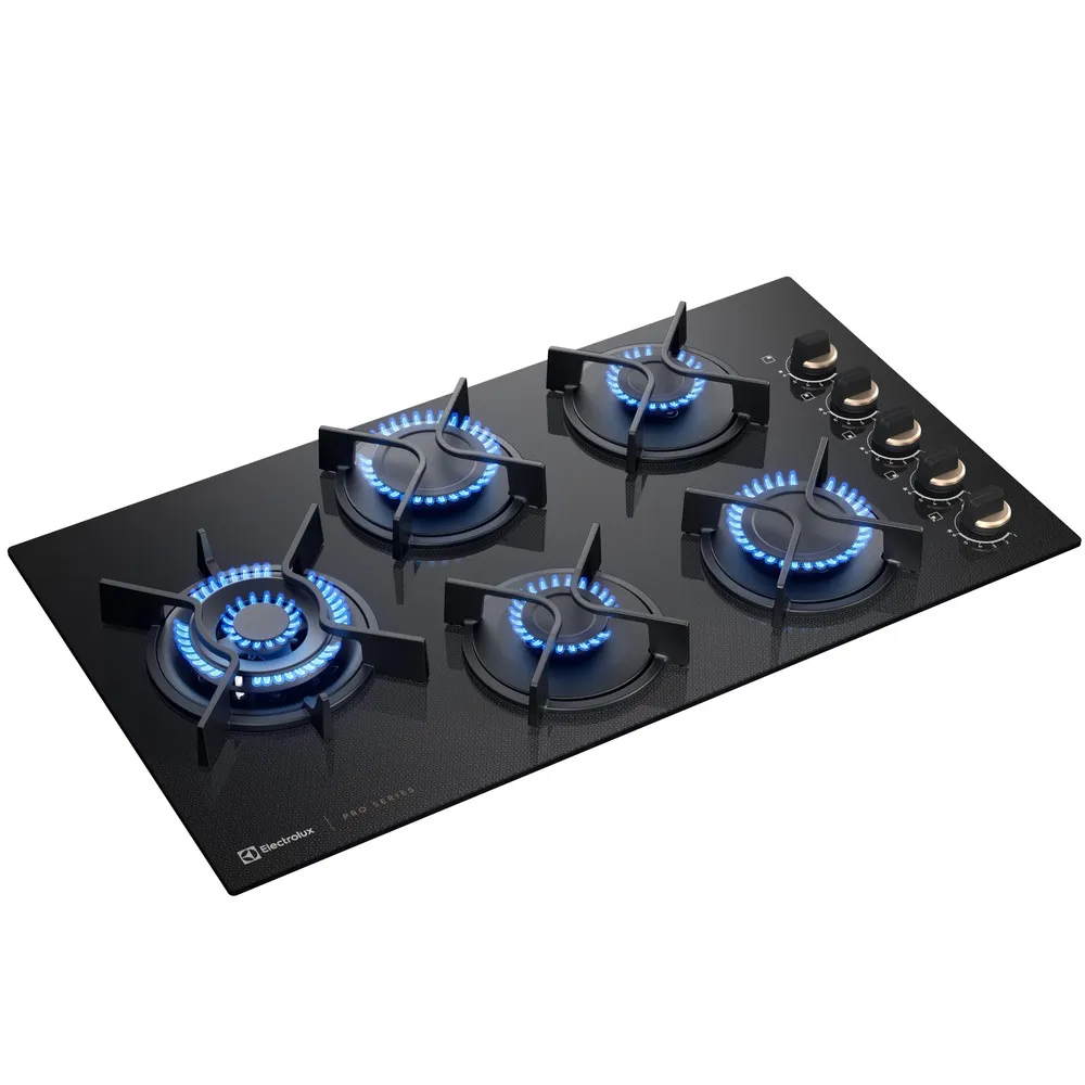 Cooktop 5 Bocas a Gás Electrolux Mesa de Vidro Pro Series ChamaPrecisa e Multi Chama (KE5PS)