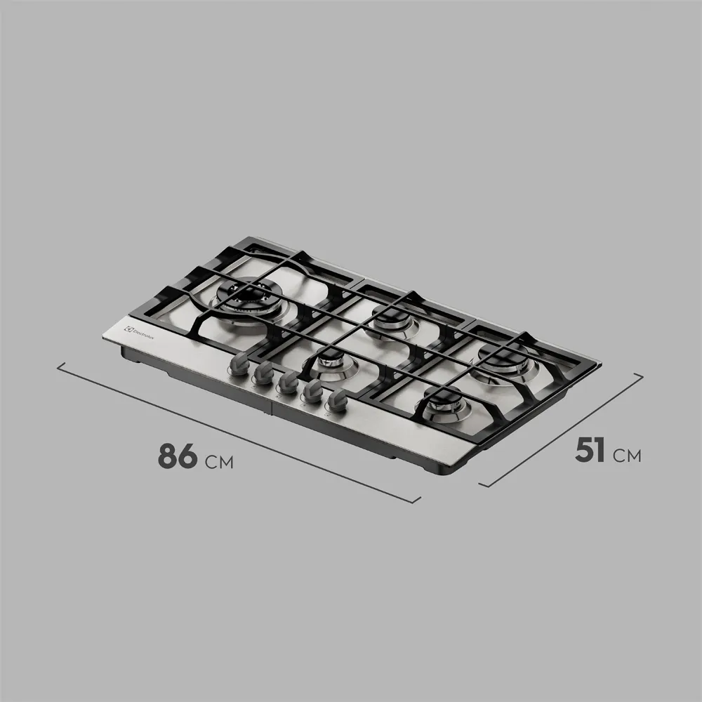 Cooktop 5 Bocas Electrolux à Gás Experience Inox Semi Profissional (KE9DX)