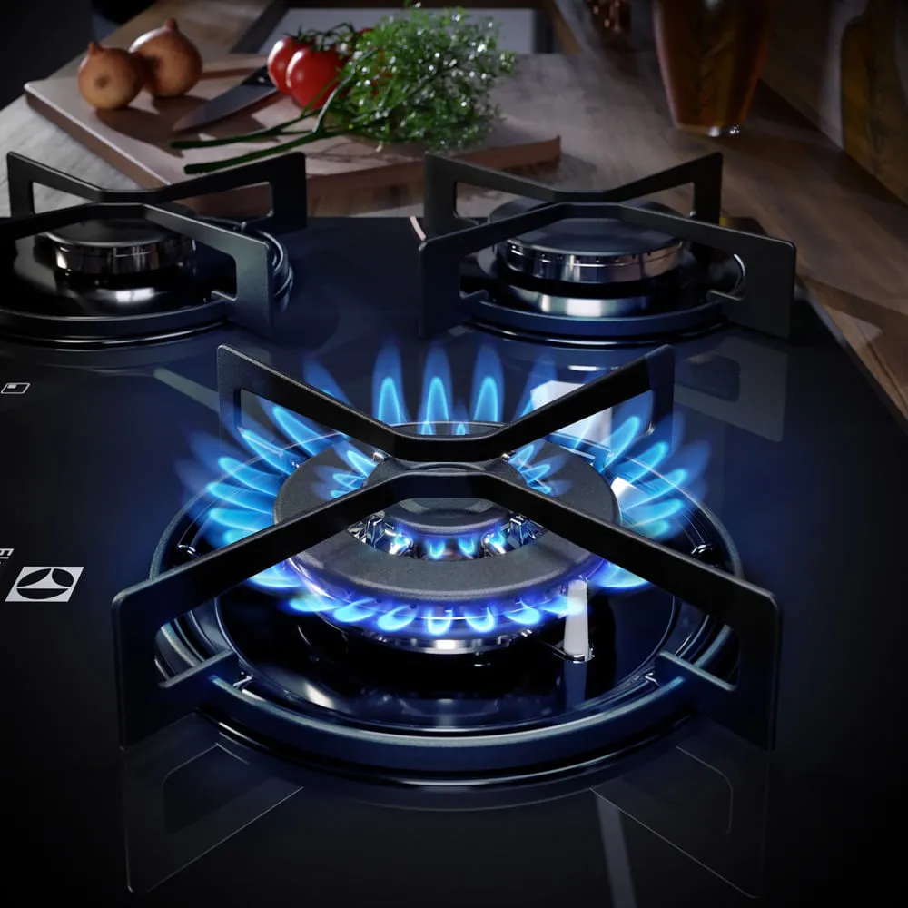 Cooktop 5 Bocas Gás Electrolux Mesa de Vidro Efficient Tripla Chama e Grade Aço Fosco (KE5GT)