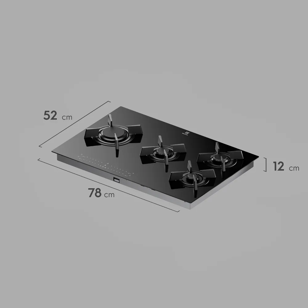 Cooktop 4 Bocas Gás Electrolux Expert Mesa de Vidro, Painel Touch e Timer Digital (KE4GF)
