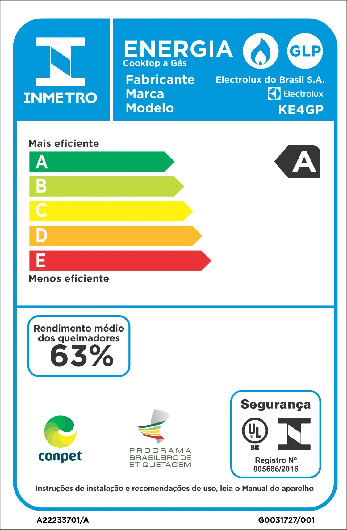 Cooktop 4 Bocas Electrolux a Gás com Acendimento Automático (KE4GP)
