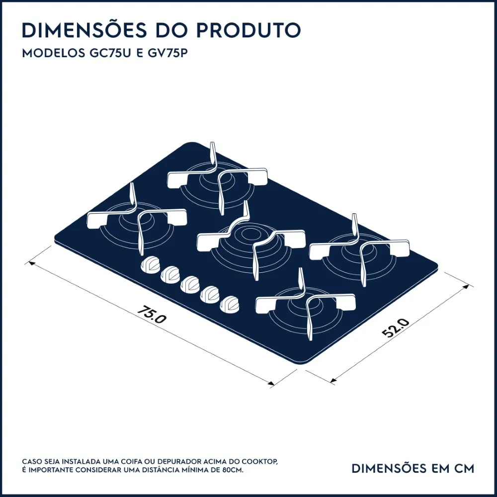 Cooktop 5 Bocas Electrolux a Gás com Tripla Chama e Grades de Ferro Fundido Pro Series (GV75P)
