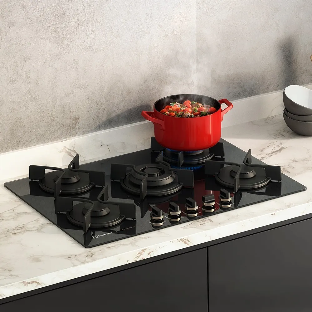 Cooktop 5 Bocas Electrolux a Gás com Tripla Chama e Grades de Ferro Fundido Pro Series (GV75P)