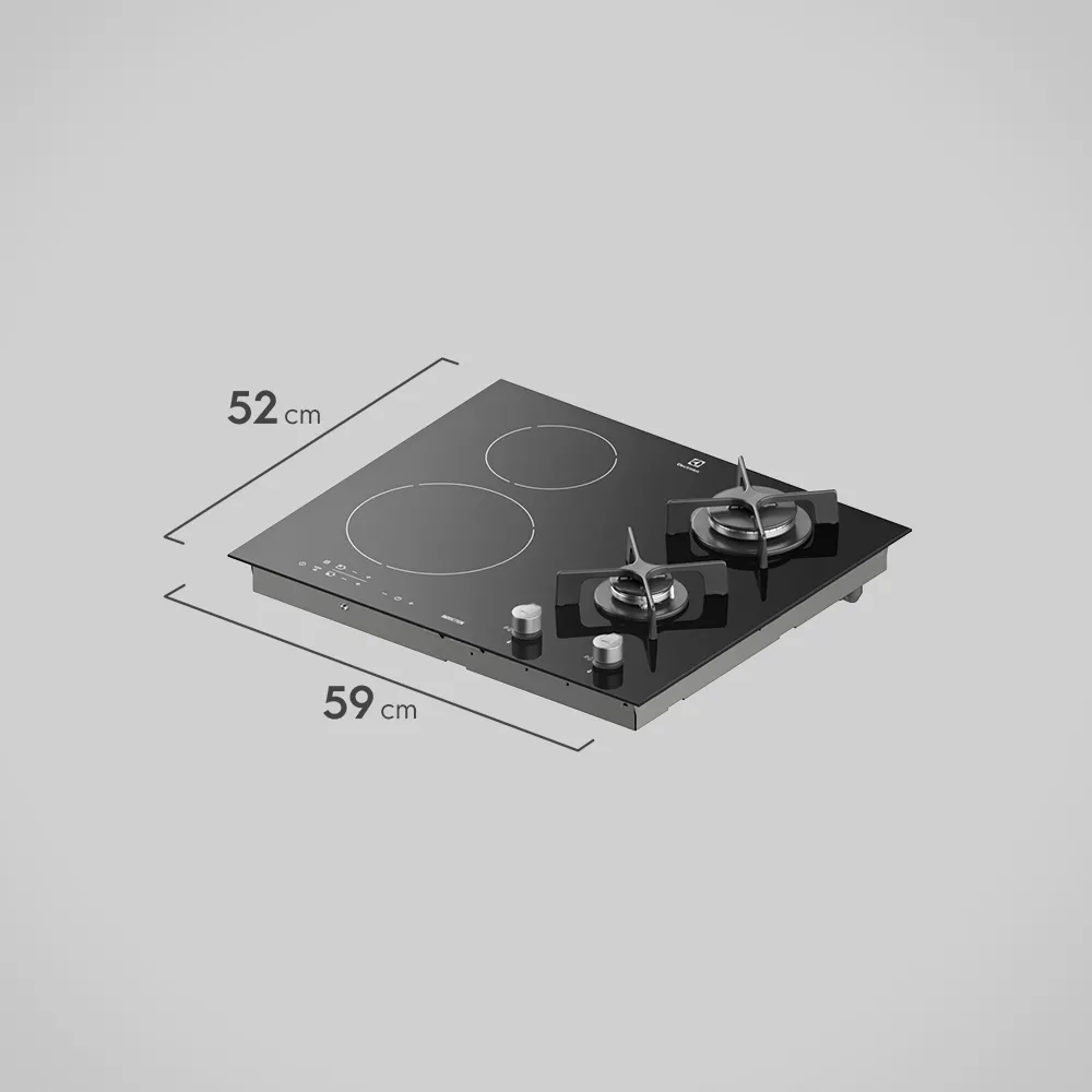 Cooktop 4 bocas de Indução e a Gás Electrolux Preto Hibrido e Timer (IE60H)