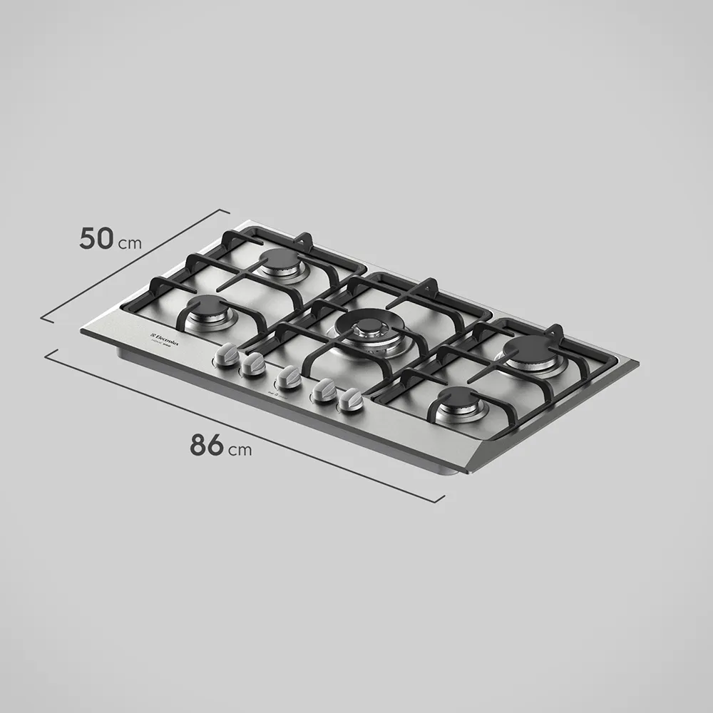 Cooktop 5 Bocas Electrolux a Gás Inox com Acentimento Automático Home Pro (GF90X)
