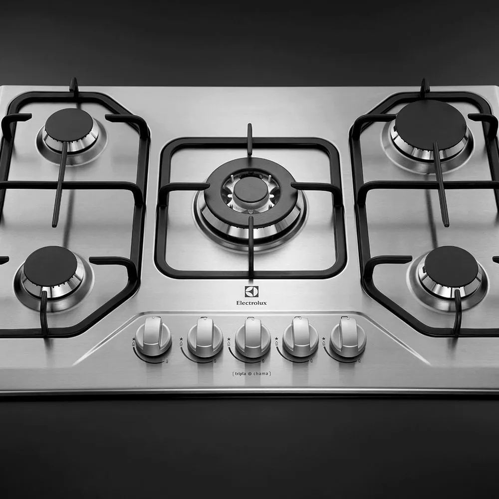 Cooktop 5 Bocas Electrolux a Gás Inox com Tripla Chama (GT75X)