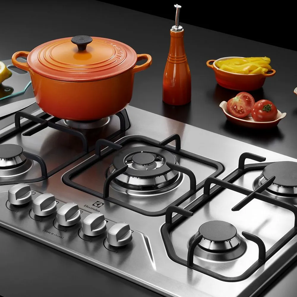 Cooktop 5 Bocas Electrolux a Gás Inox com Tripla Chama (GT75X)