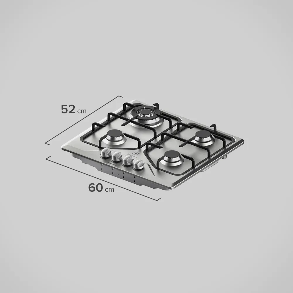 Cooktop 4 Bocas Electrolux a Gás Inox com Tripla Chama (GT60X)
