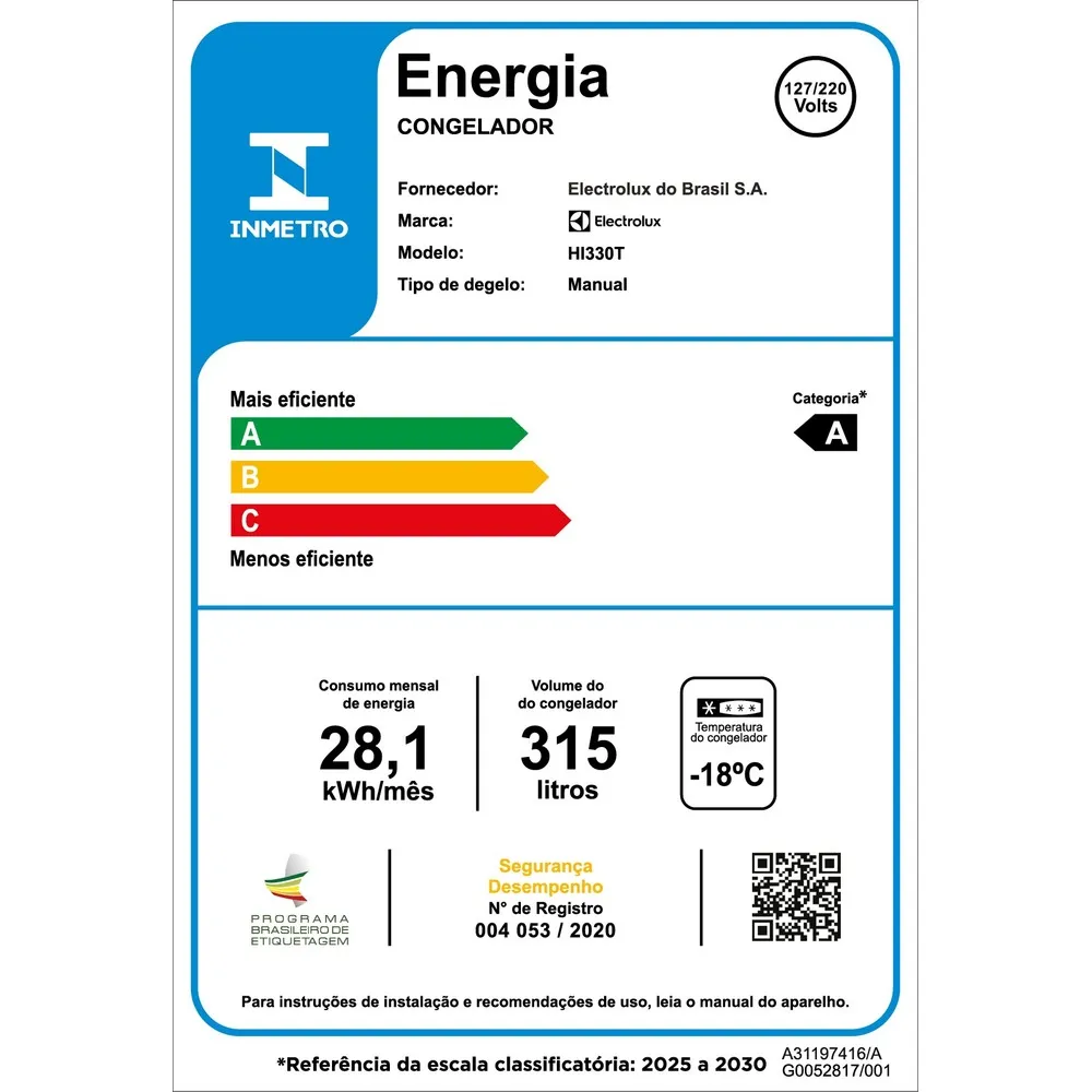 Freezer Horizontal Electrolux 315L SmartBivolt (HI330T)