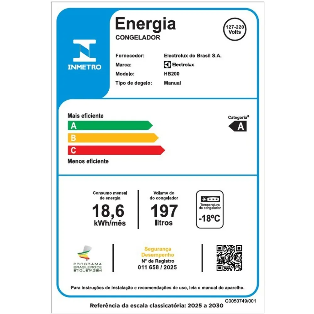 Freezer Horizontal Electrolux 197L Inverter Bivolt Uma Porta Branco (HB200)