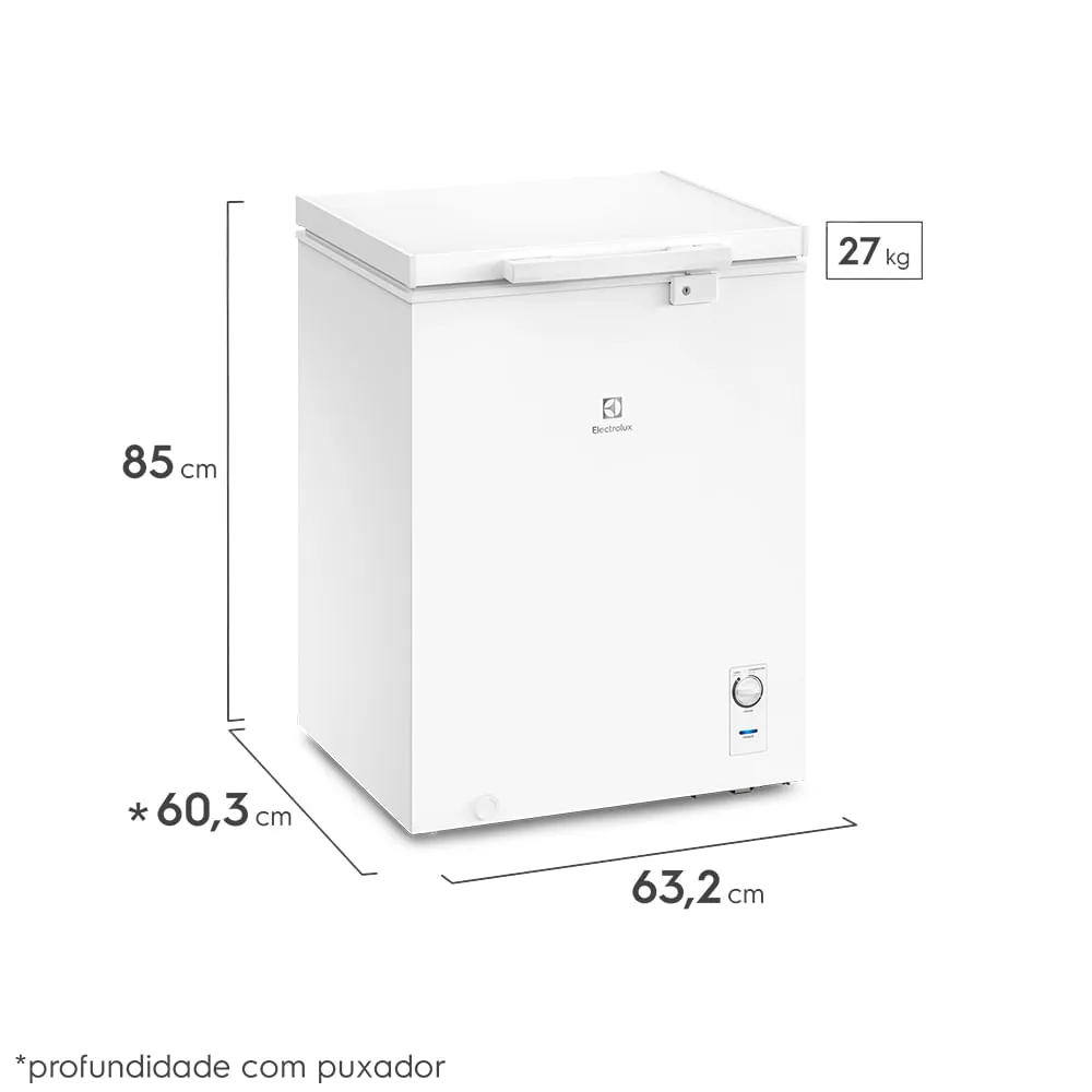 Freezer Horizontal Electrolux Cycle Defrost 143L com função Turbo Freezer Uma Porta (HE150)