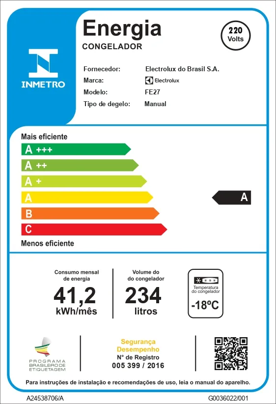 Freezer Vertical Electrolux Cycle Defrost 234L Uma Porta (FE27)