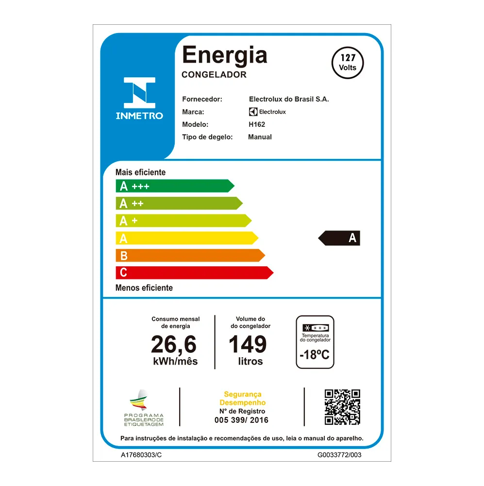 Freezer Horizontal Electrolux Cycle Defrost 149L Uma Porta (H162)