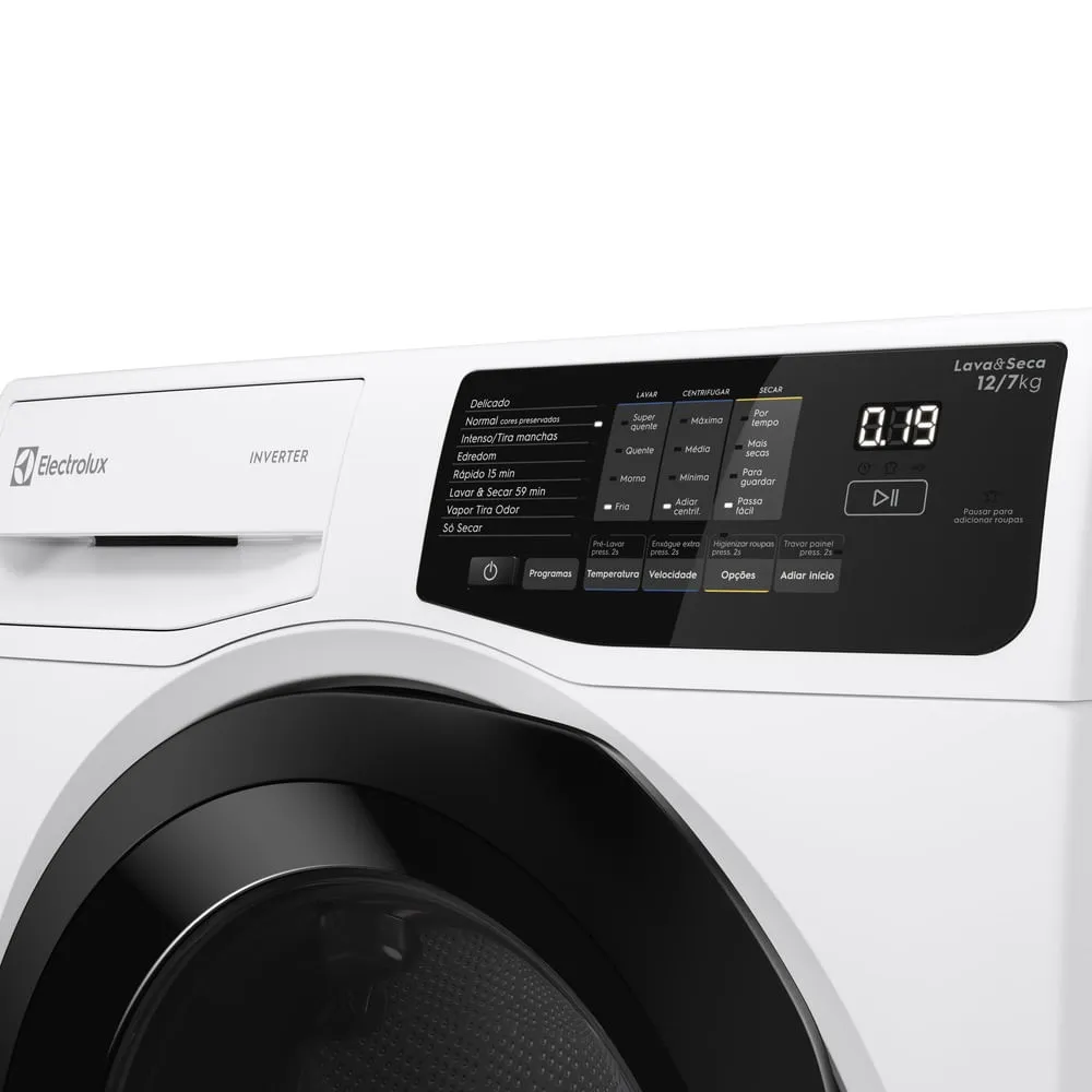 Lava e Seca Electrolux 12/7kg Branca Inverter com Água Quente e Lavagem Inteligente (LSB12)