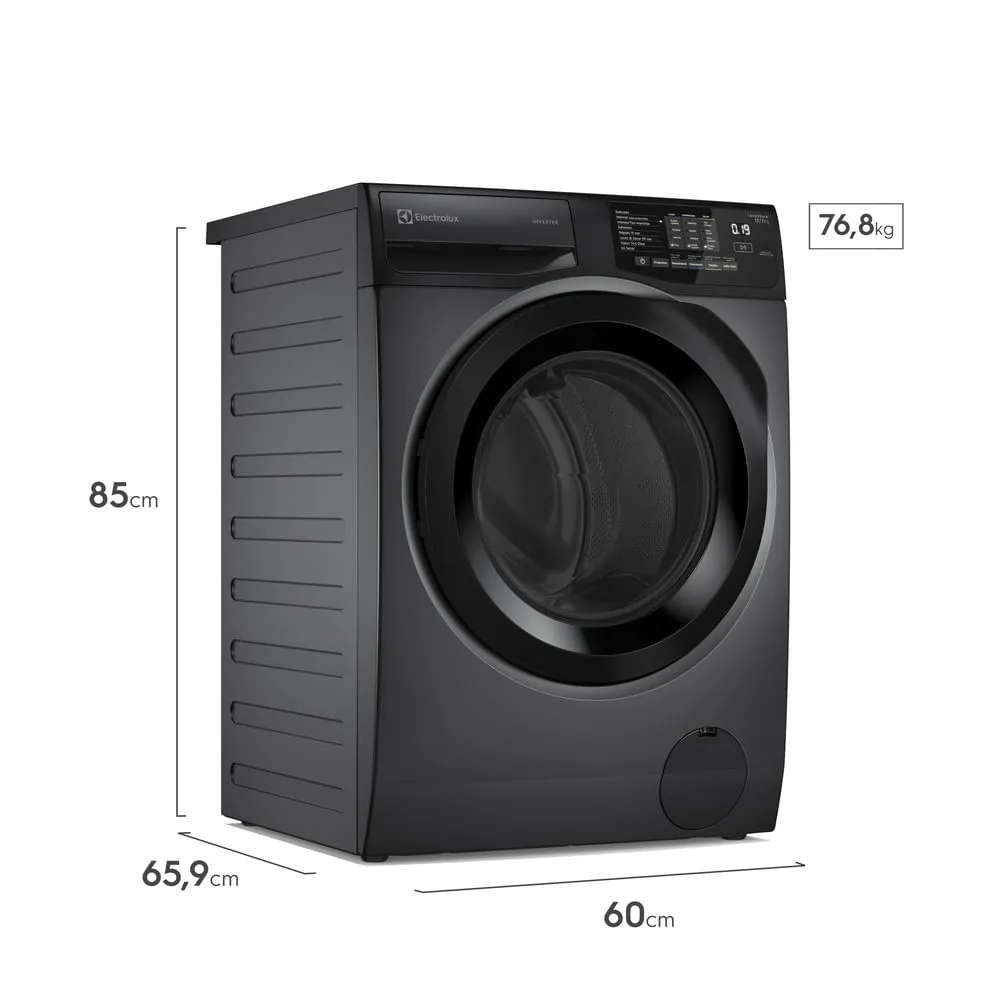 Lava e Seca Electrolux 12/7kg Cinza Ônix Inverter com Água Quente e Lavagem Inteligente (LSC12)