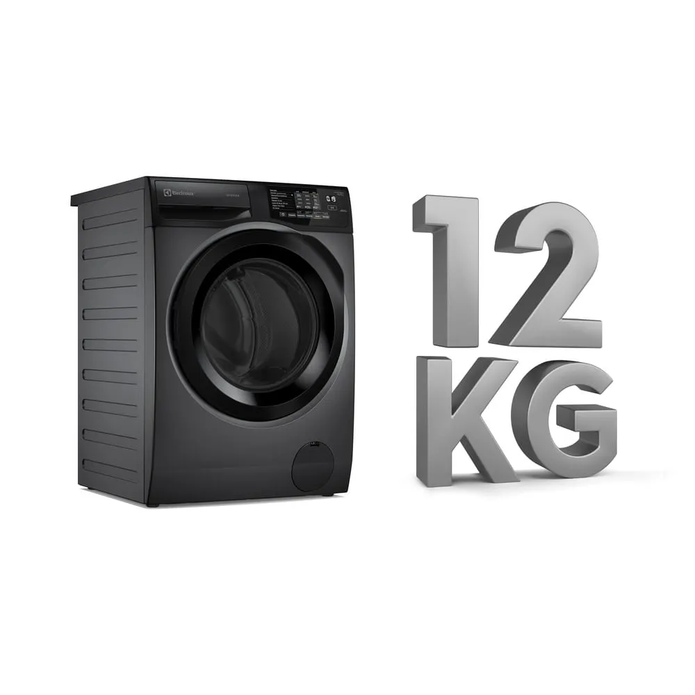 Lava e Seca Electrolux 12/7kg Cinza Ônix Inverter com Água Quente e Lavagem Inteligente (LSC12)