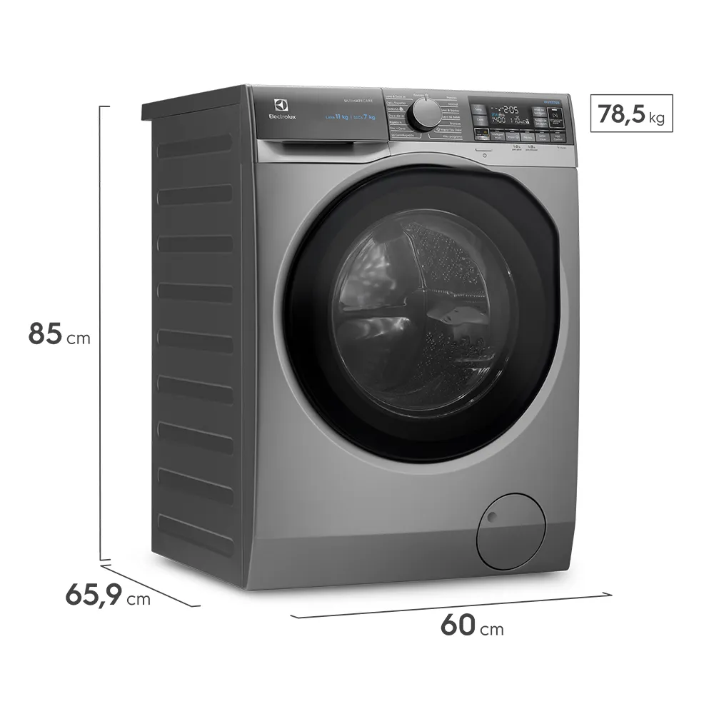 Lava e Seca Electrolux 11Kg Inox Perfect Care Inverter com Água Quente/Vapor (LSW11)