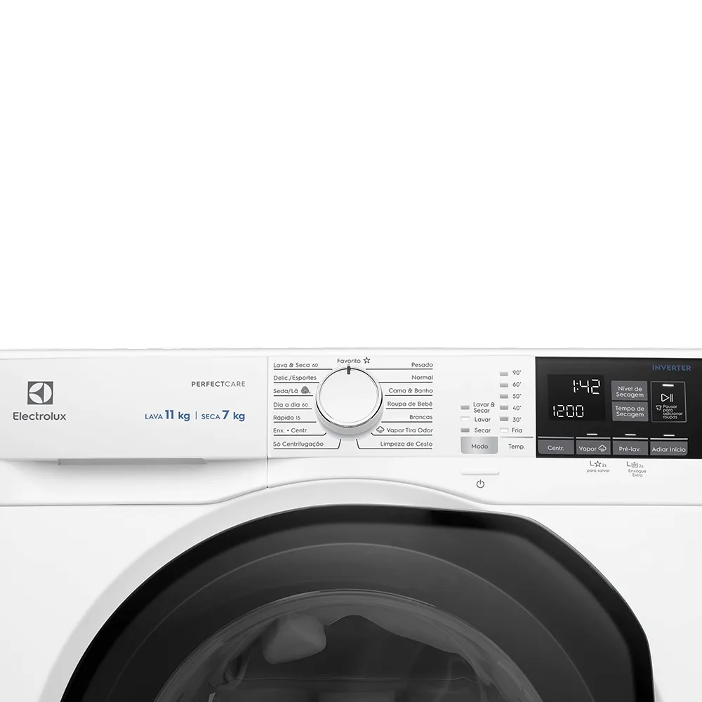 Lava e Seca Electrolux 11Kg Branca Perfect Care Inverter com Água Quente/Vapor (LSP11)