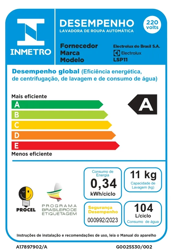 Lava e Seca Electrolux 11Kg Branca Perfect Care Inverter com Água Quente/Vapor (LSP11)