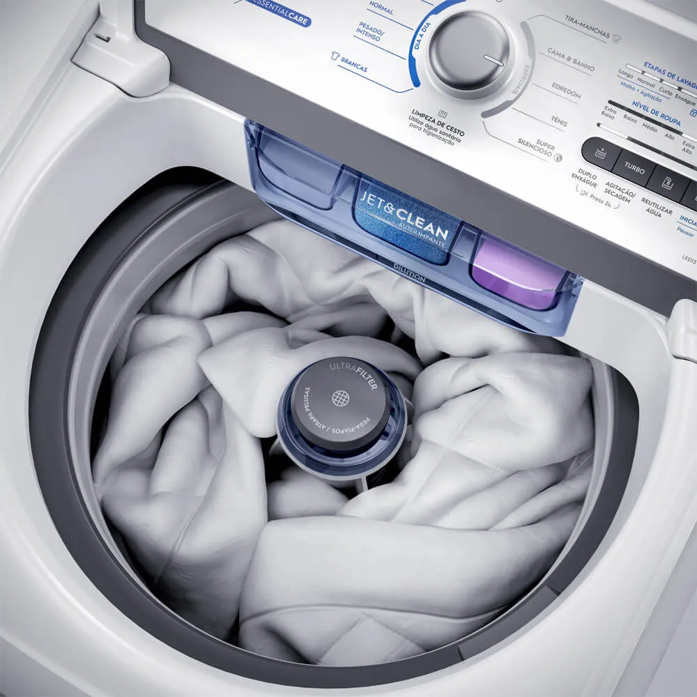 Máquina de Lavar Electrolux 15kg Branca Essential Care com Cesto Inox e Jet&Clean (LED15)