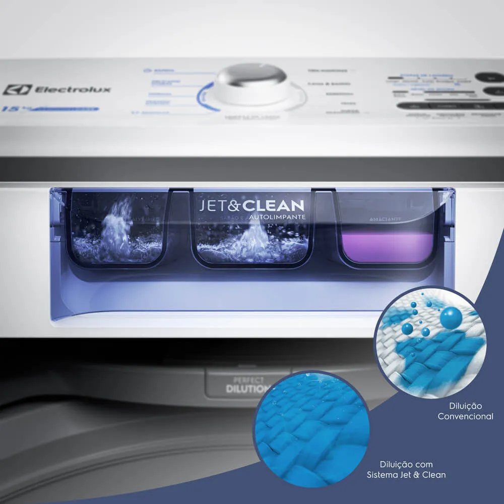 Máquina de Lavar Electrolux 15kg Branca Essential Care com Cesto Inox e Jet&Clean (LED15)