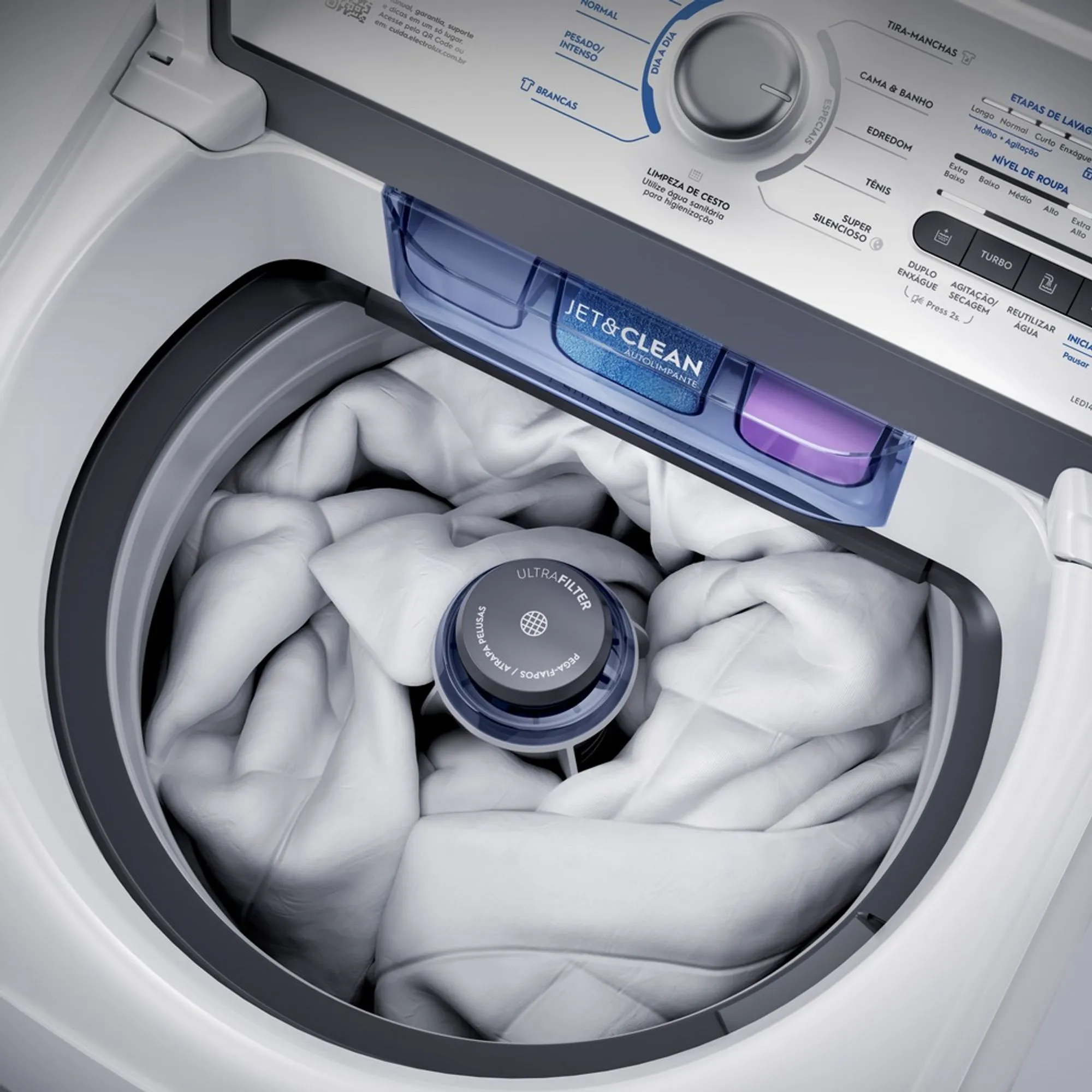 Máquina de Lavar Electrolux 13kg Branca Essential Care com Cesto Inox e Jet&Clean (LED13)