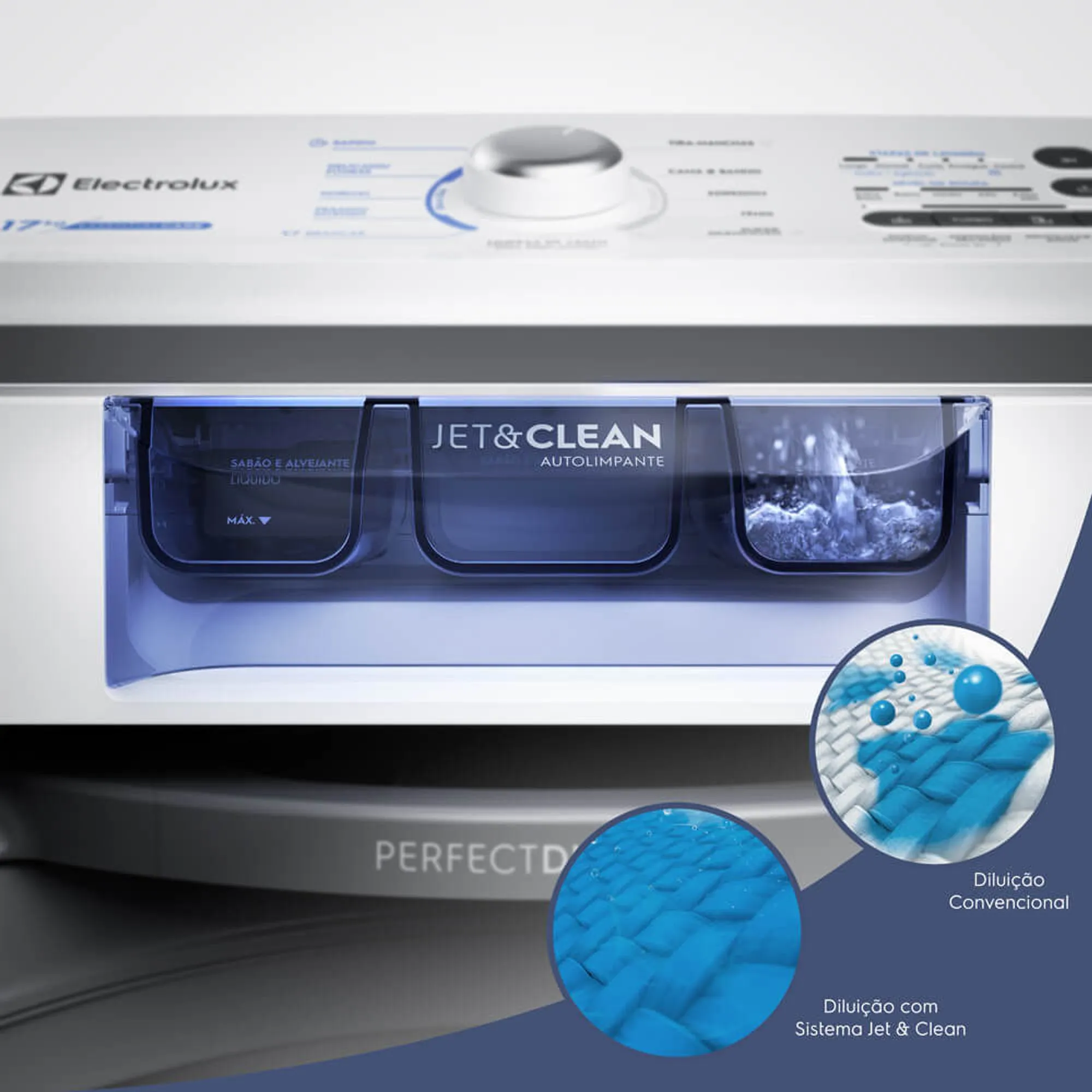 Máquina de Lavar Electrolux 17kg Branca Essential Care com Cesto Inox e Jet&Clean (LED17)
