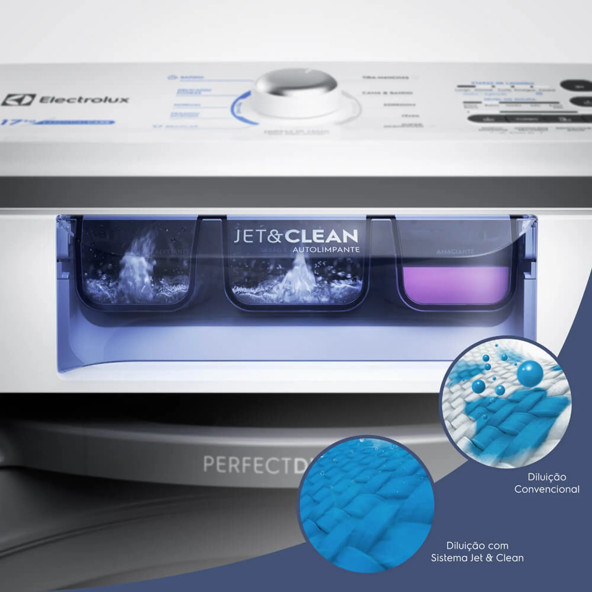 Máquina de Lavar Electrolux 17kg Branca Essential Care com Cesto Inox e Jet&Clean (LED17)
