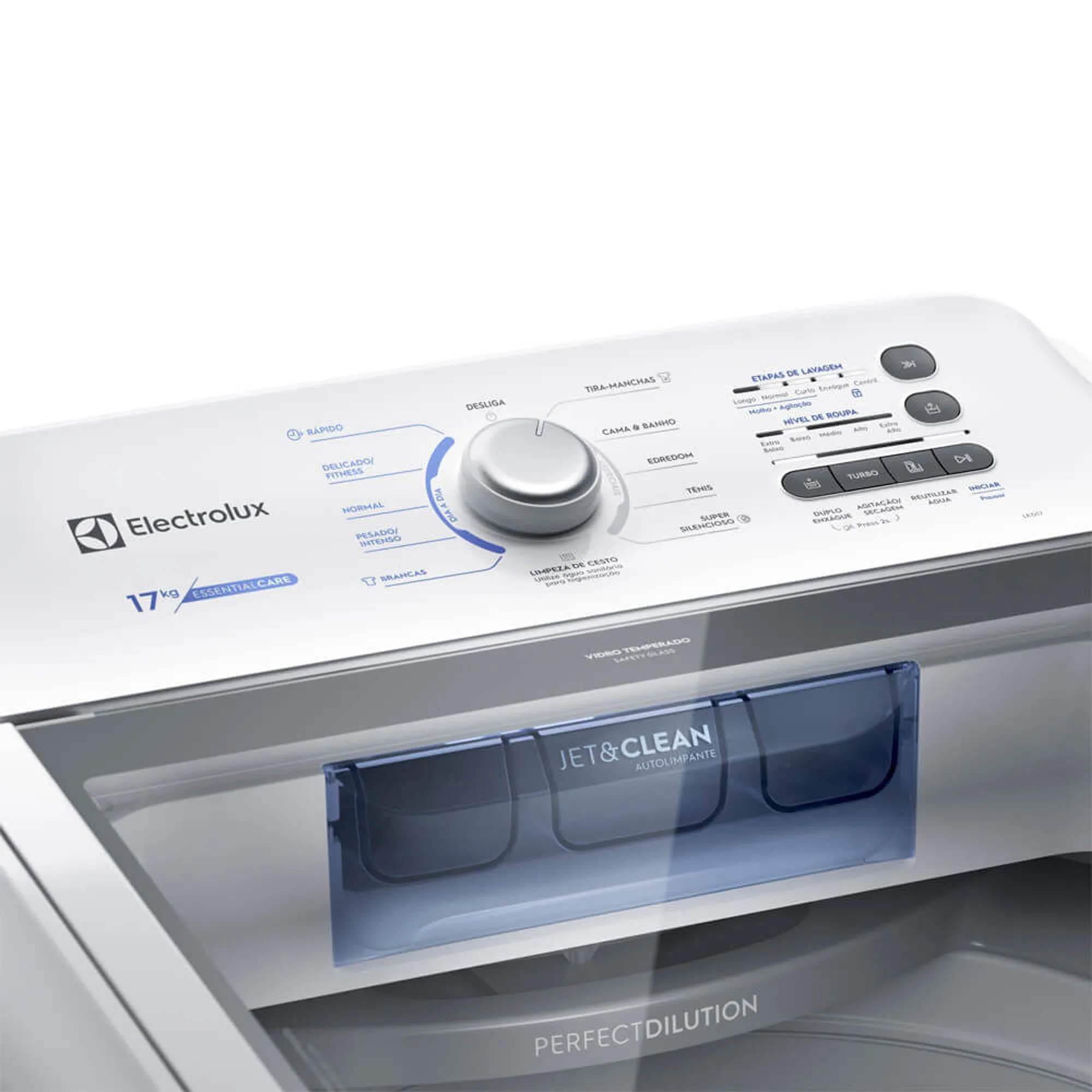Máquina de Lavar Electrolux 17kg Branca Essential Care com Cesto Inox e Jet&Clean (LED17)