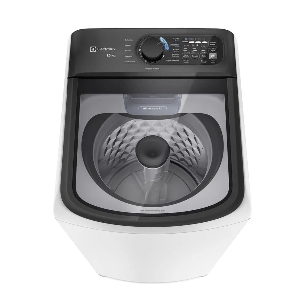 Máquina de Lavar Electrolux Efficient 13kg Branca Compacta, Econômica e Pré-diluição (LET13)