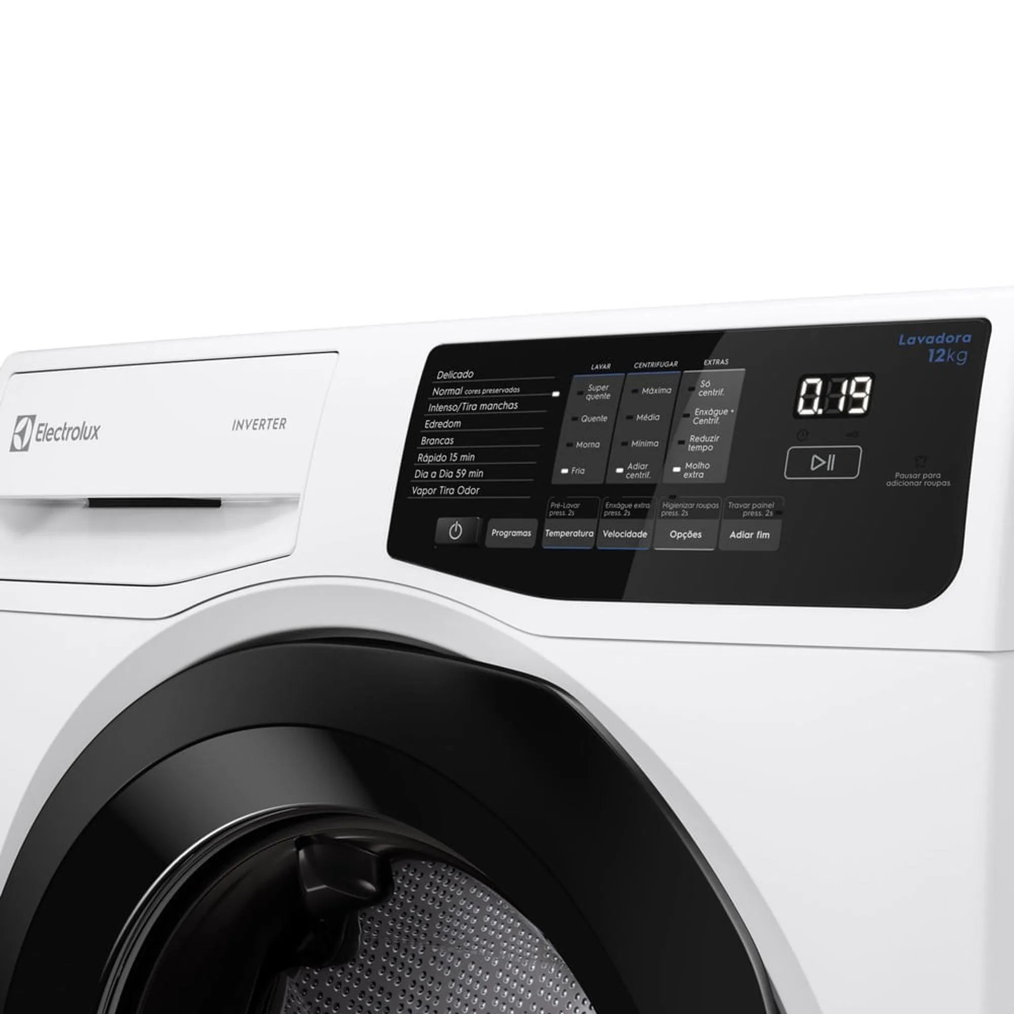 Máquina de Lavar Frontal Electrolux 12kg Branca Inverter com Água Quente e Lavagem Inteligente (LFB12)