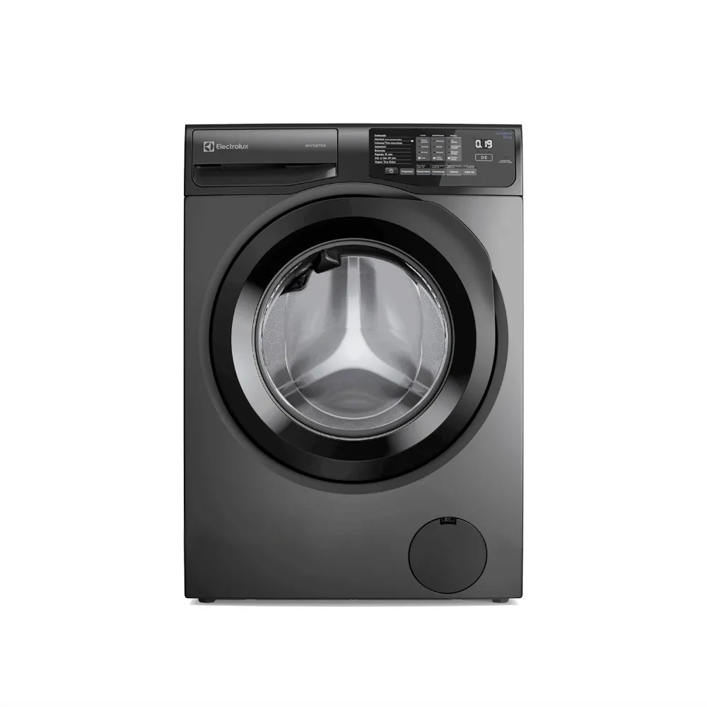 Máquina de Lavar Frontal Electrolux 12kg Cinza Ônix Inverter com Água Quente e Lavagem Inteligente (LFC12)