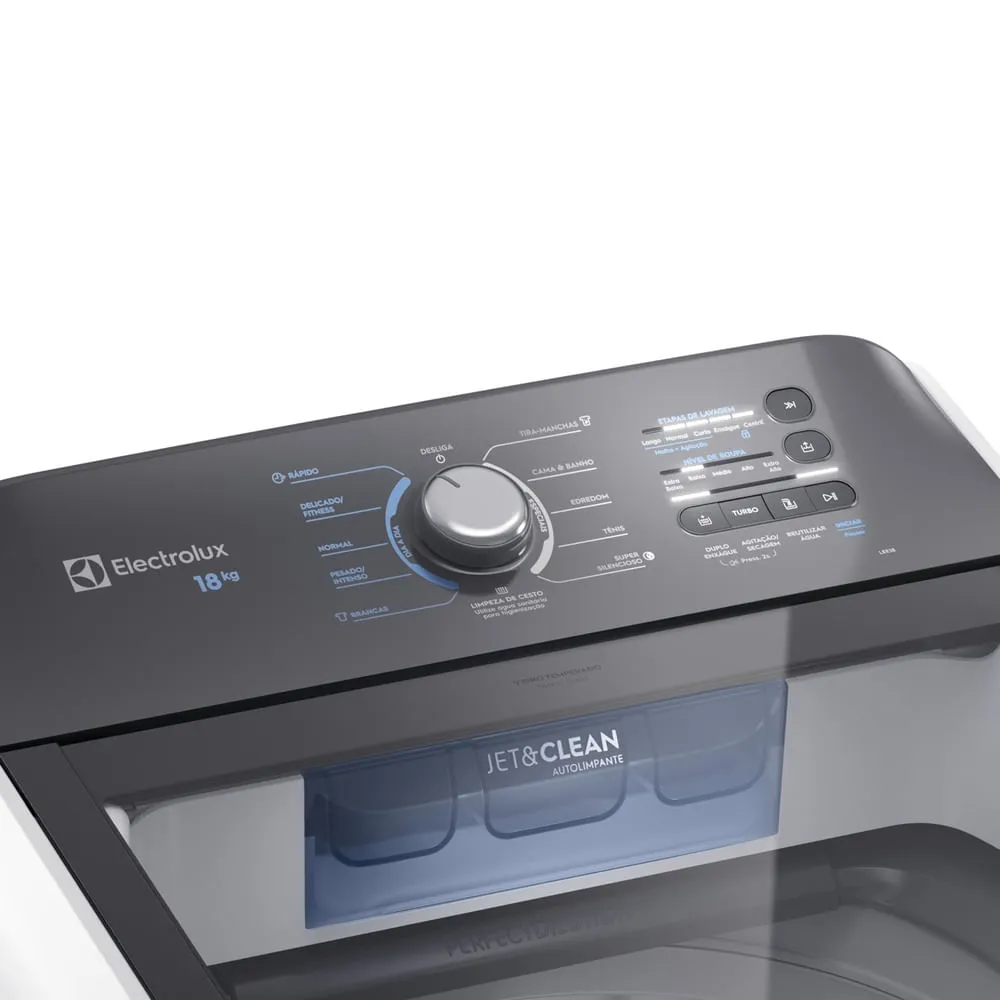 Máquina de Lavar Electrolux 18kg Branca Efficient Cesto inox e Jet&Clean (LEE18)