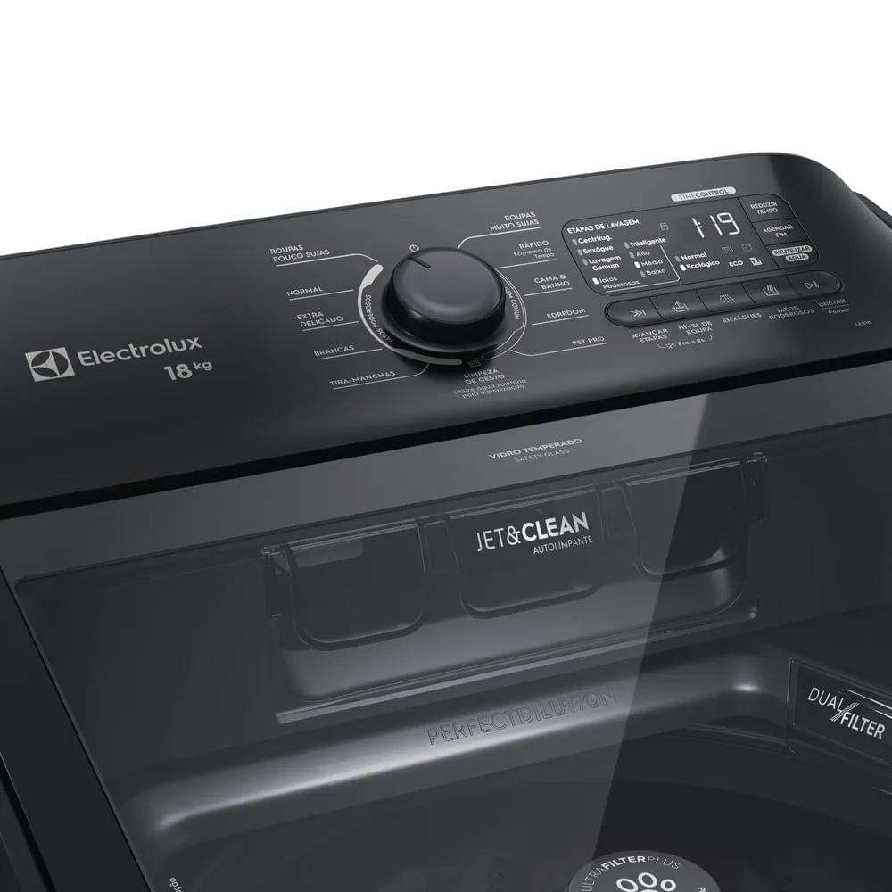 Máquina de Lavar Electrolux 18Kg Preta Expert Tripla Filtragem e Jatos Poderosos (LEB18)
