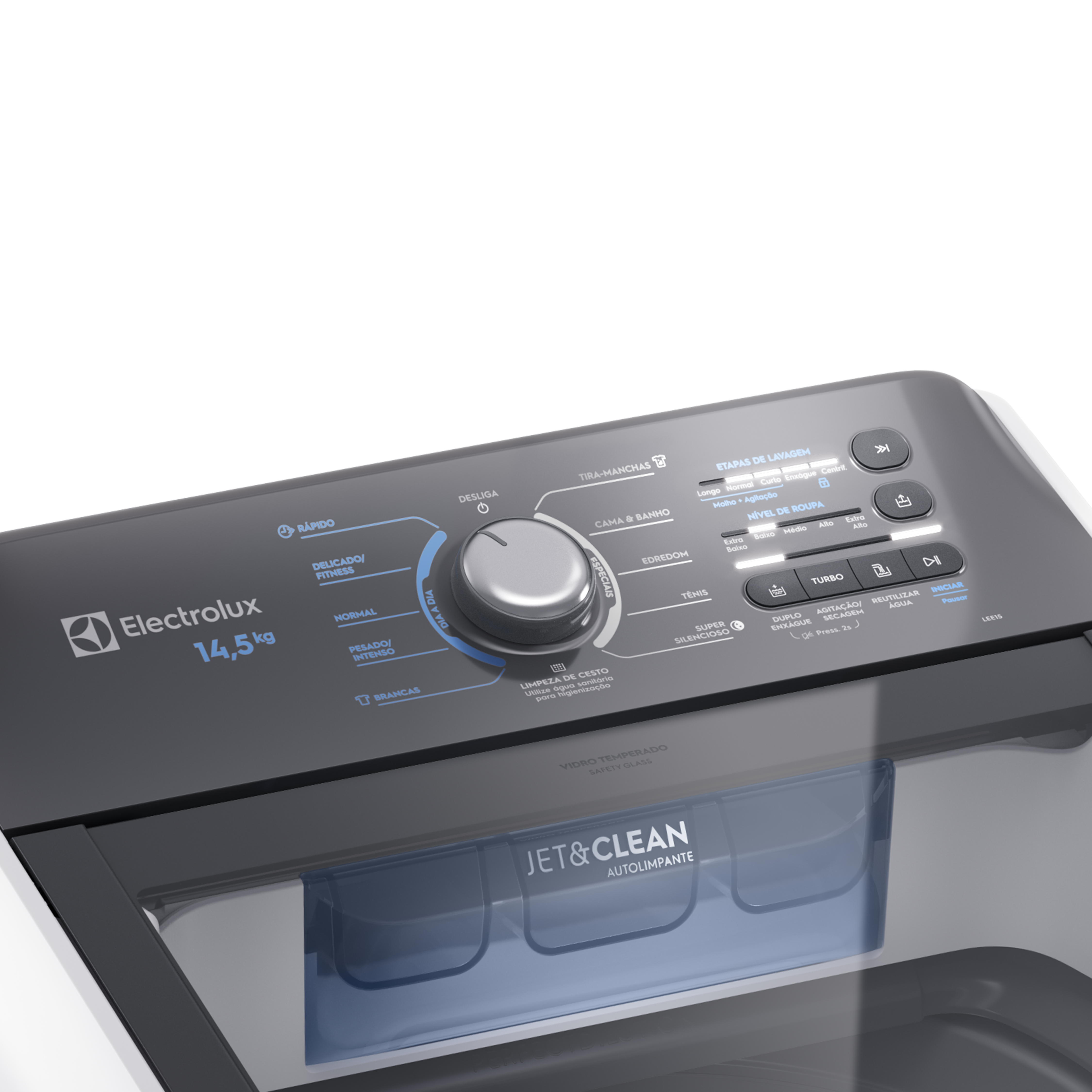 Máquina de Lavar Electrolux 14,5kg Branca Efficient Cesto inox e Jet&Clean (LEE15)